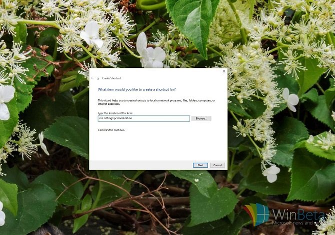 Cách tạo shortcut Settings trên Windows 10