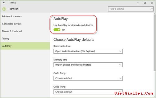 Kích hoạt, vô hiệu hóa hoặc tùy biến AutoPlay trên Windows 10